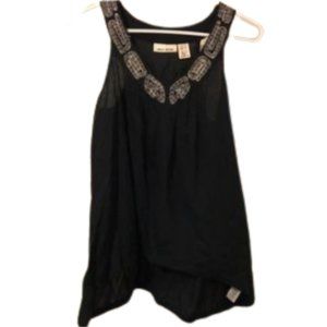 DKNY Jeans black sleeveless top with gold embroidery 100 % cotton size s…